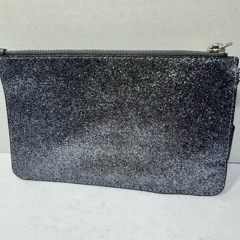 Coach Gunmetal Silver Glitter Wristlet Clutch Wallet #G1595-F64670 July 2015 EUC - Picture 3 of 9